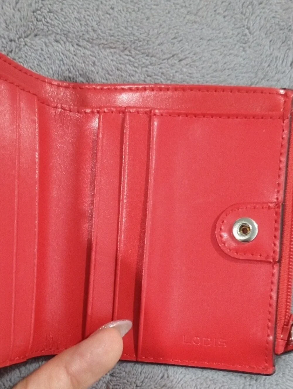 Lodis Womens Red Leather Zip Wallet - Compact Card Holder
